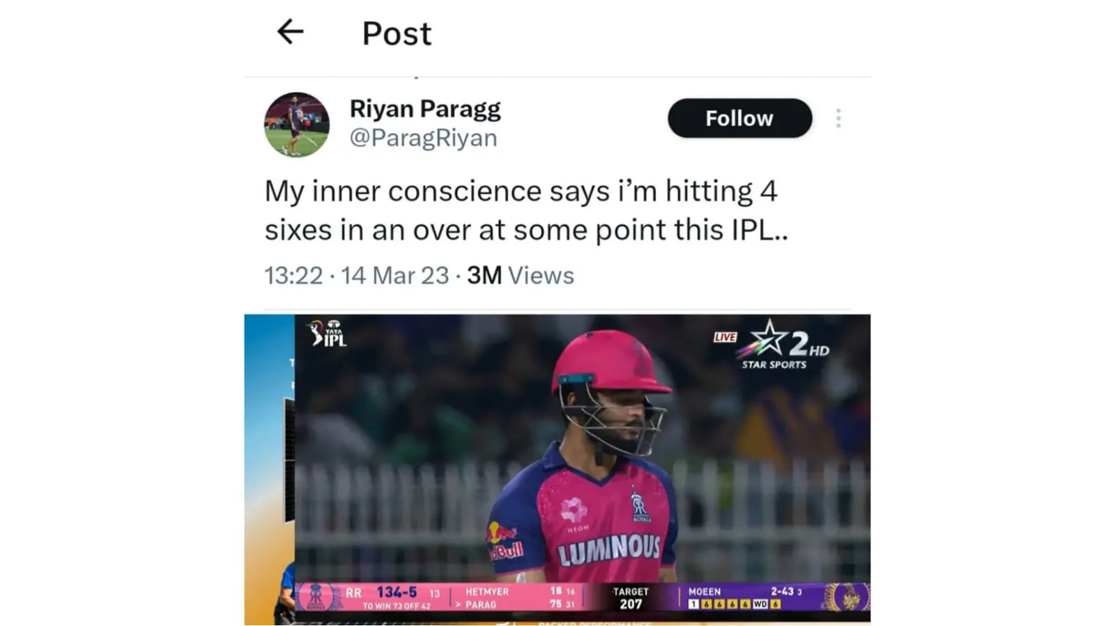 Riyan Parag’s dream tweet turns
